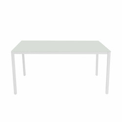 VESTIAMO CASA - Tavolo da giardino bianco in acciaio con vetro temperato - 150x80cm