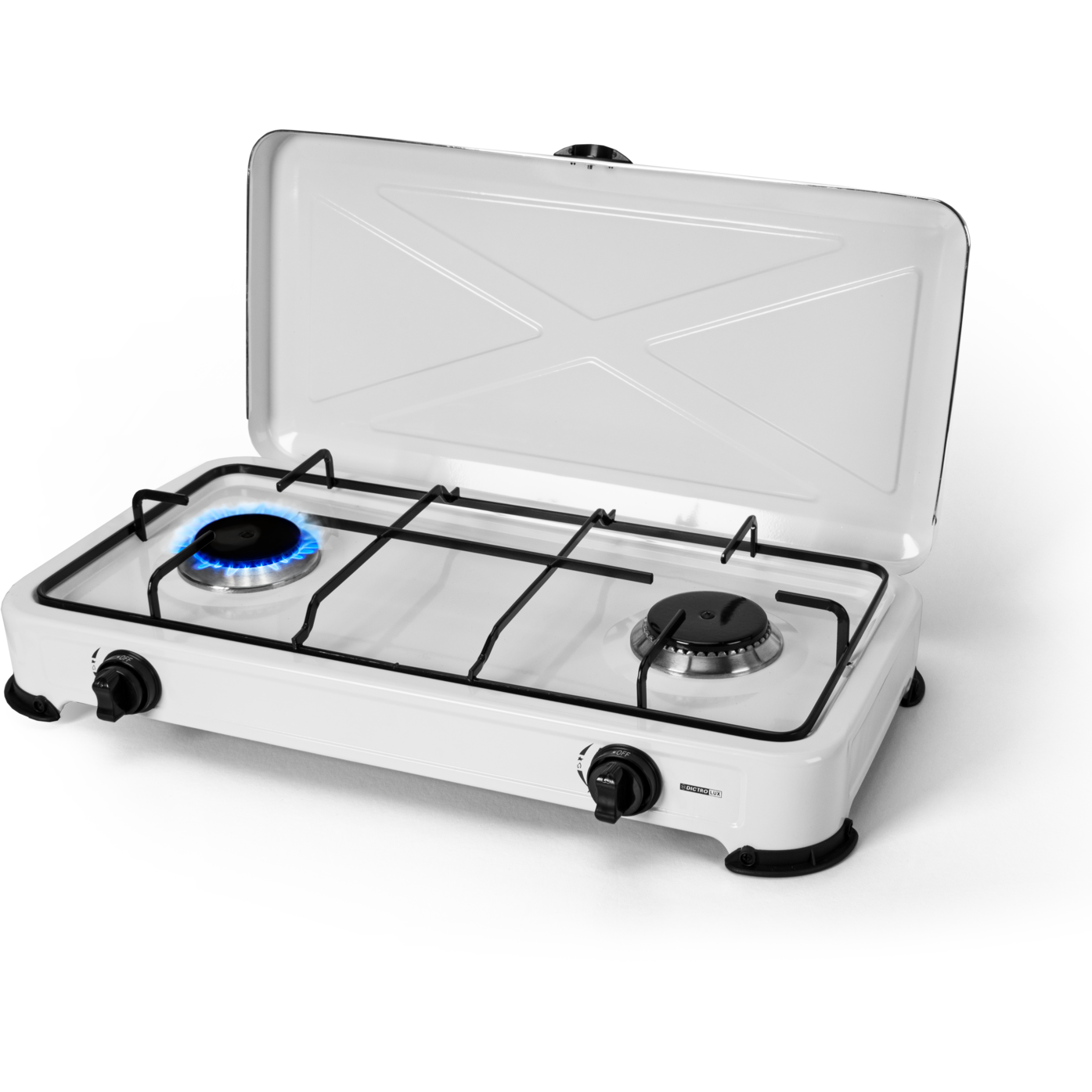 DICTROLUX - Fornello a Gas 2 Fuochi con coperchio 57x27 cm