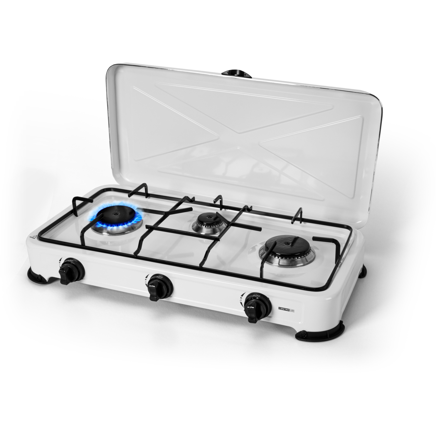 DICTROLUX - Fornello a Gas 3 Fuochi con coperchio 57x27 cm