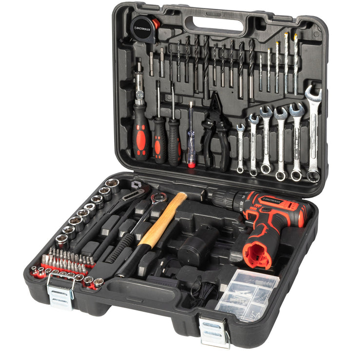 DICTROLUX - Valigetta kit attrezzi con Trapano Avvitatore ricaricabile - 135 Accessori inclusi