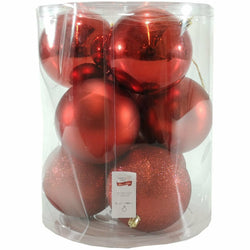 VESTIAMO CASA GRAN NATALE - Palle di Natale rosse mix diametro 10cm - set 9 pezzi