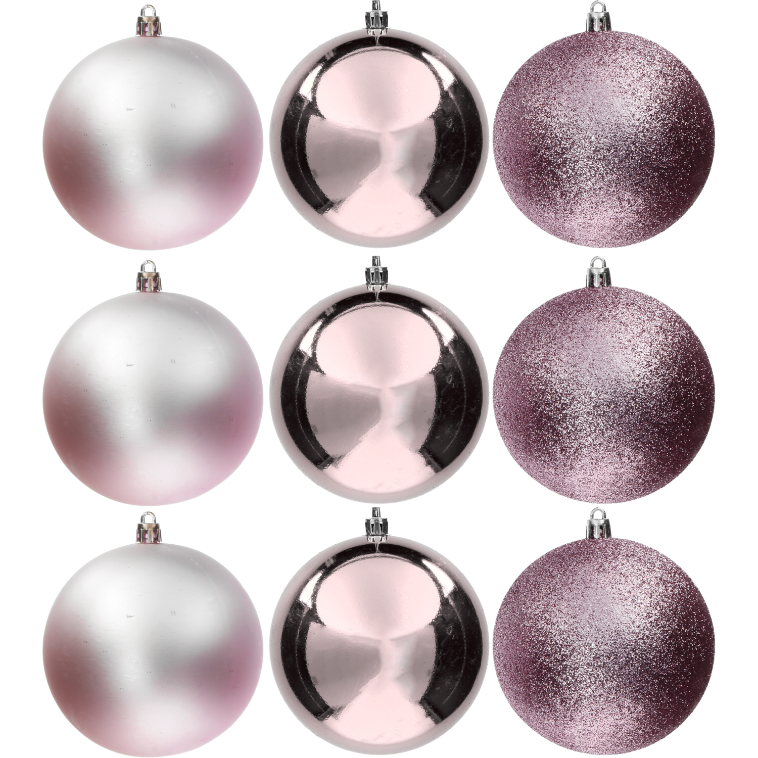 VESTIAMO CASA GRAN NATALE - Palle di Natale Rosa mix diametro 10 cm - set 9 pezzi