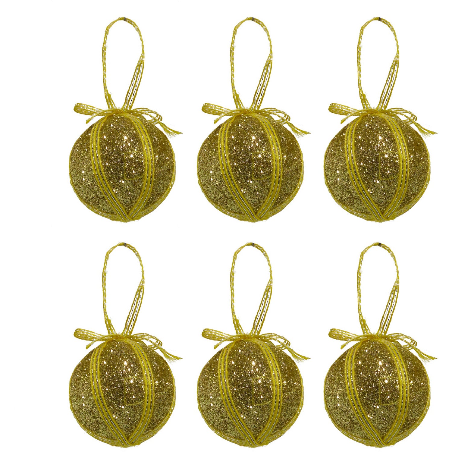 VESTIAMO CASA GRAN NATALE - Palle di Natale Oro con Glitter diametro 8 cm - set 6 pezzi