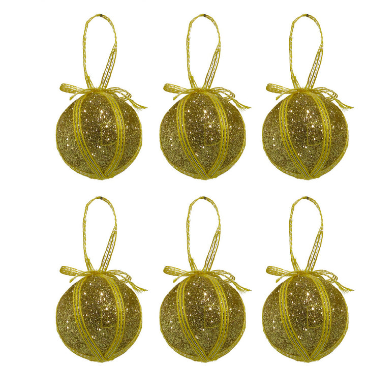 VESTIAMO CASA GRAN NATALE - Palle di Natale Oro con Glitter diametro 8 cm - set 6 pezzi