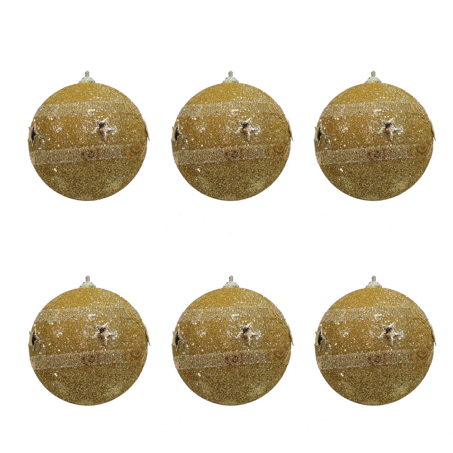 VESTIAMO CASA GRAN NATALE - Palle di Natale Oro con Glitter diametro 8 cm - set 6 pezzi