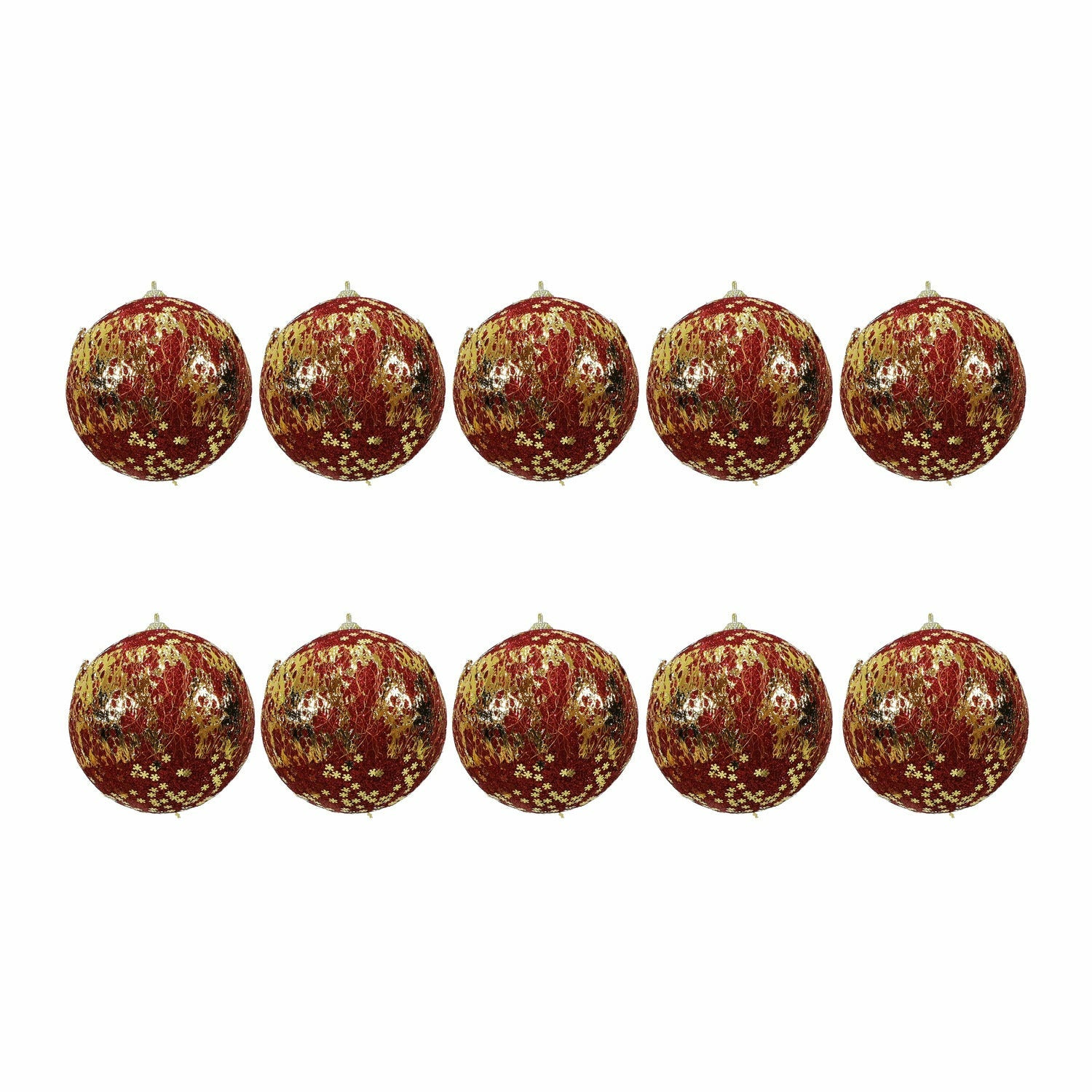 VESTIAMO CASA GRAN NATALE - Palle di Natale Rosso e Oro con Glitter diametro 6 cm - set 10 pezzi