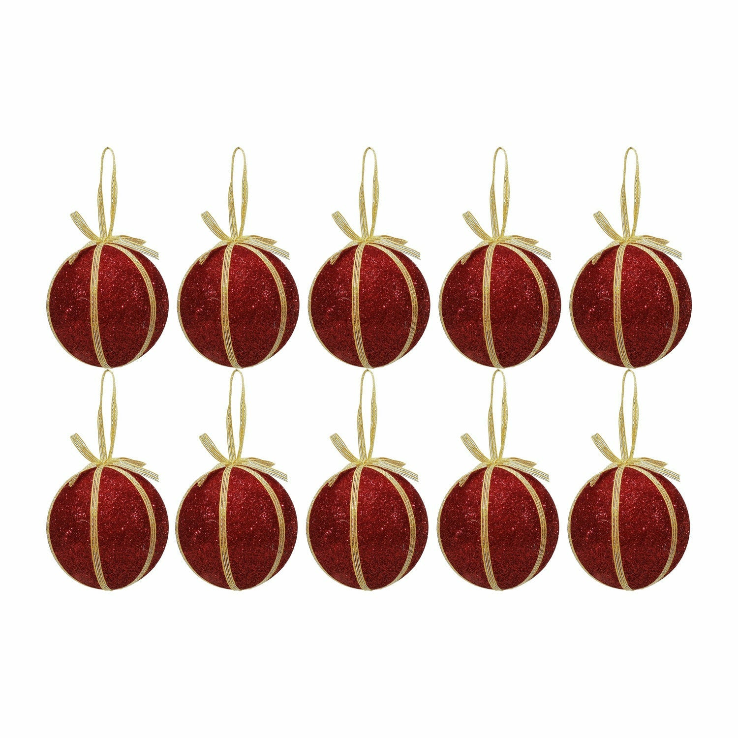 VESTIAMO CASA GRAN NATALE - Palle di Natale Rosso e Oro con Glitter diametro 6 cm - set 10 pezzi
