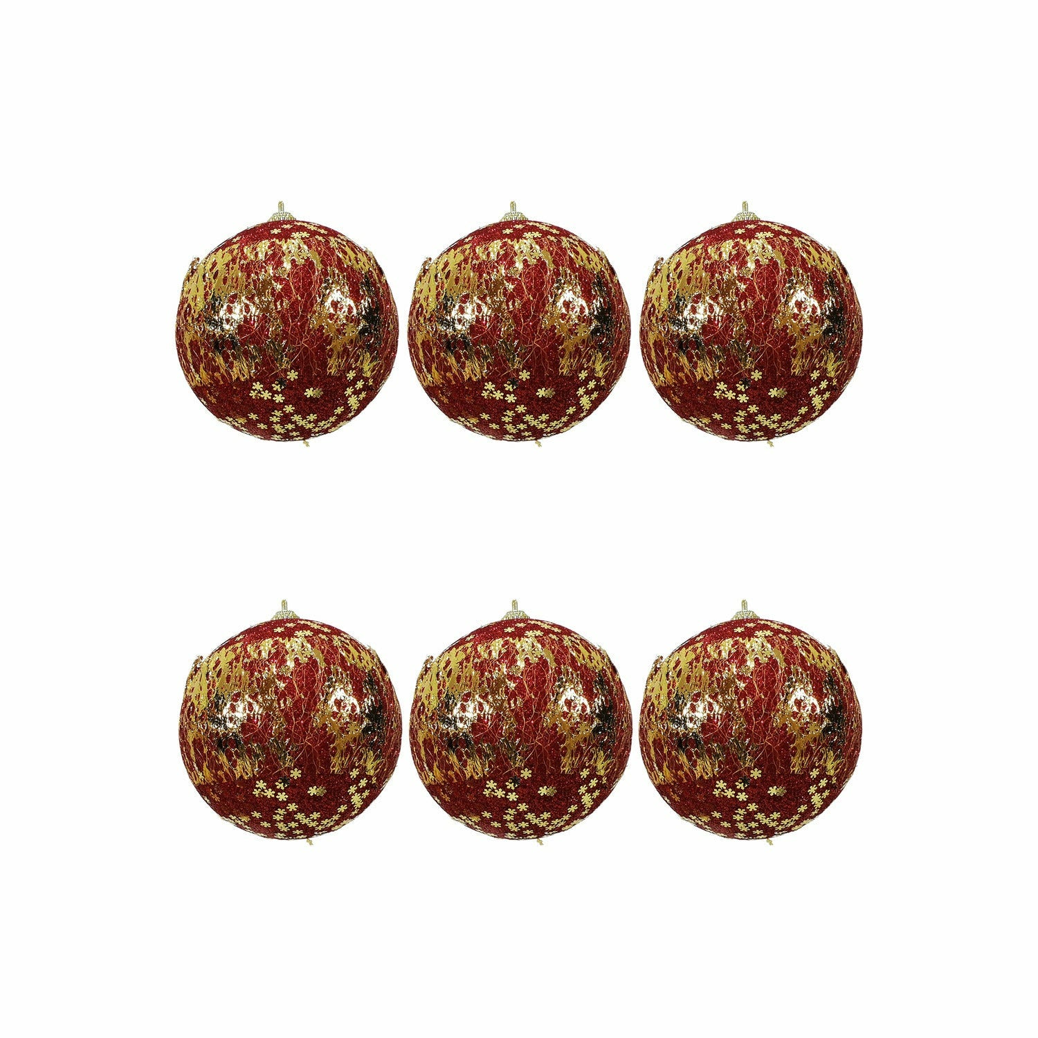 VESTIAMO CASA GRAN NATALE - Palle di Natale Rosso e Oro con Glitter diametro 8 cm - set 6 pezzi