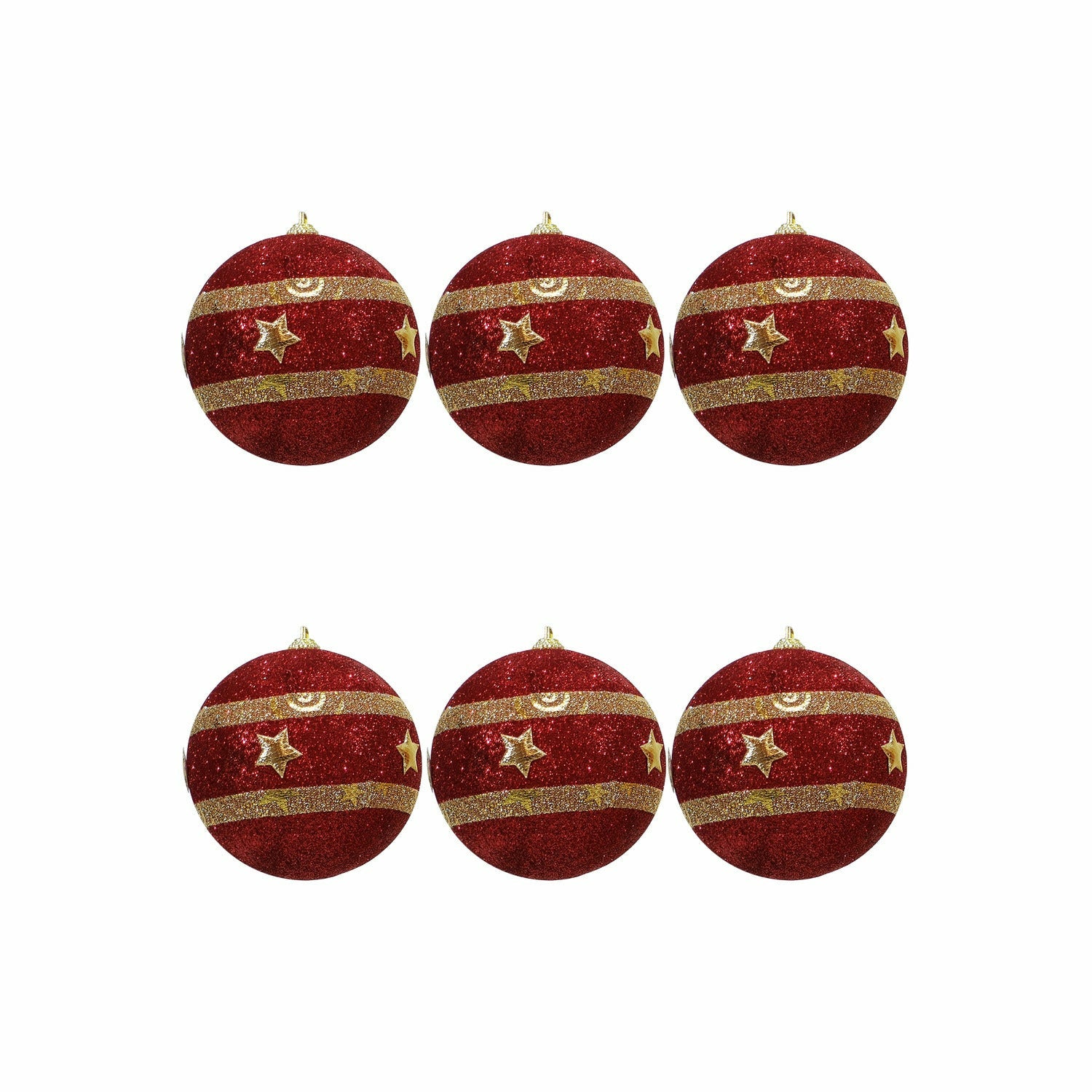 VESTIAMO CASA GRAN NATALE - Palle di Natale Rosso e Oro con Glitter diametro 8 cm - set 6 pezzi