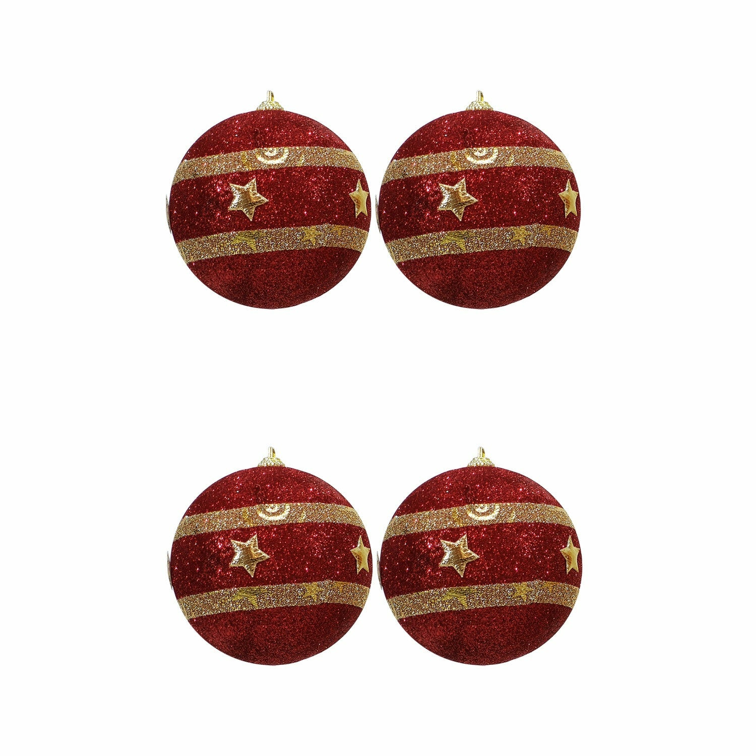 VESTIAMO CASA GRAN NATALE - Palle di Natale Rosso e Oro con Glitter diametro 10 cm - set 4 pezzi