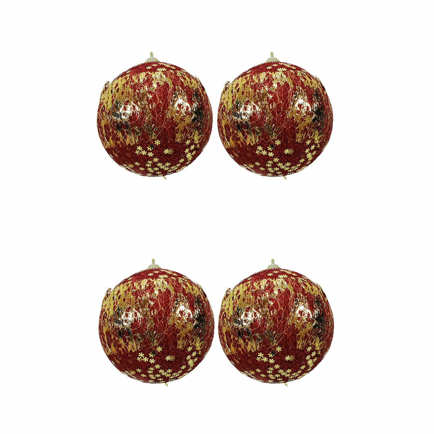 VESTIAMO CASA GRAN NATALE - Palle di Natale Rosso e Oro con Glitter diametro 10 cm - set 4 pezzi
