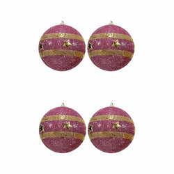 VESTIAMO CASA GRAN NATALE - Palle di Natale colore rosa e oro diametro 10 cm - set 4 pezzi