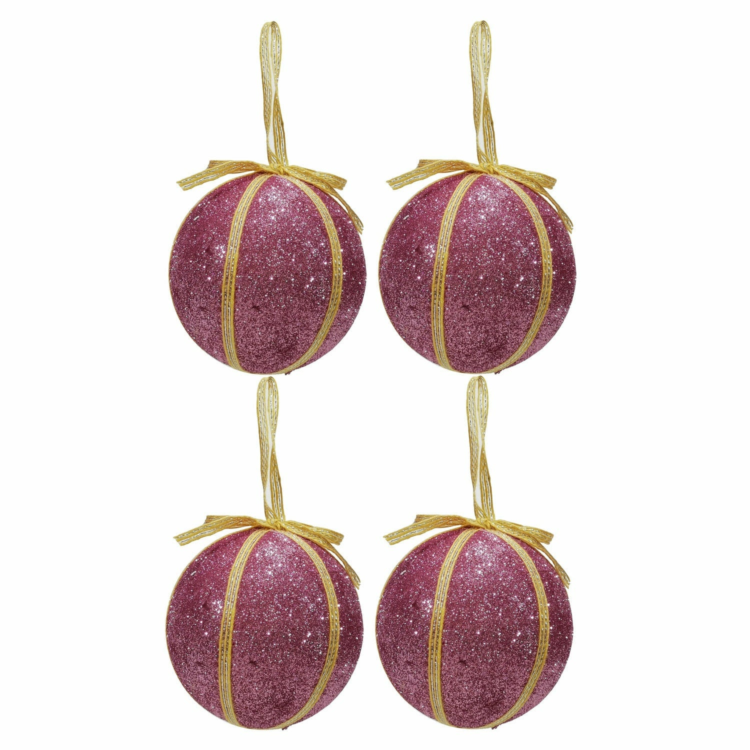 VESTIAMO CASA GRAN NATALE - Palle di Natale Rosa e Oro con Glitter diametro 10 cm - set 4 pezzi