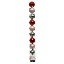 KEAMINGK - Palle di Natale Silver, rosa e rosse mix diametro 6 cm - set 10 pezzi