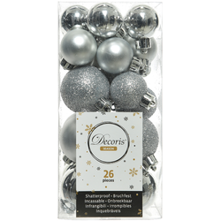 KEAMINGK - Palle di Natale silver mix diametro 3-4 cm - set 26 pezzi