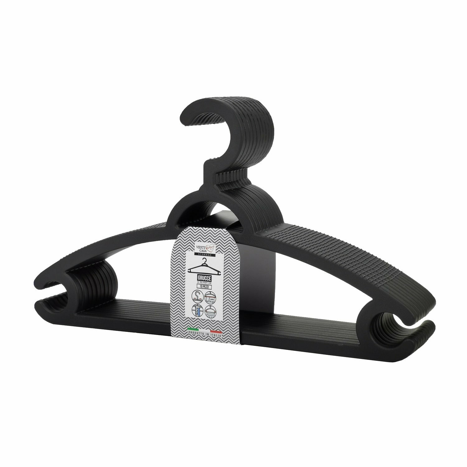 VESTIAMO CASA - Set 10 Grucce Elite in Polipropilene Nero 41 cm