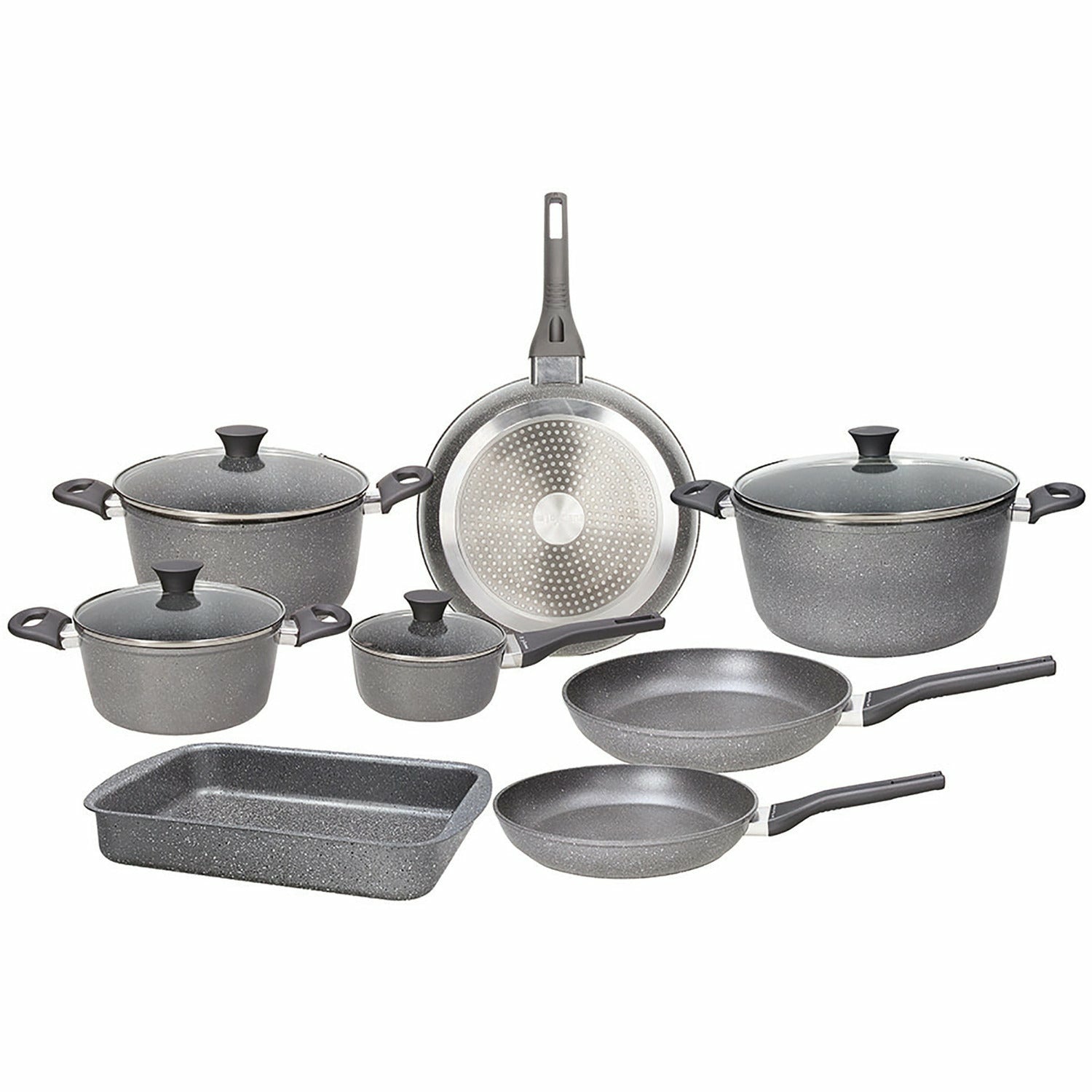 TOGNANA - Batteria Pentole 12 Pezzi in alluminio grigio Linea Phaetra Style