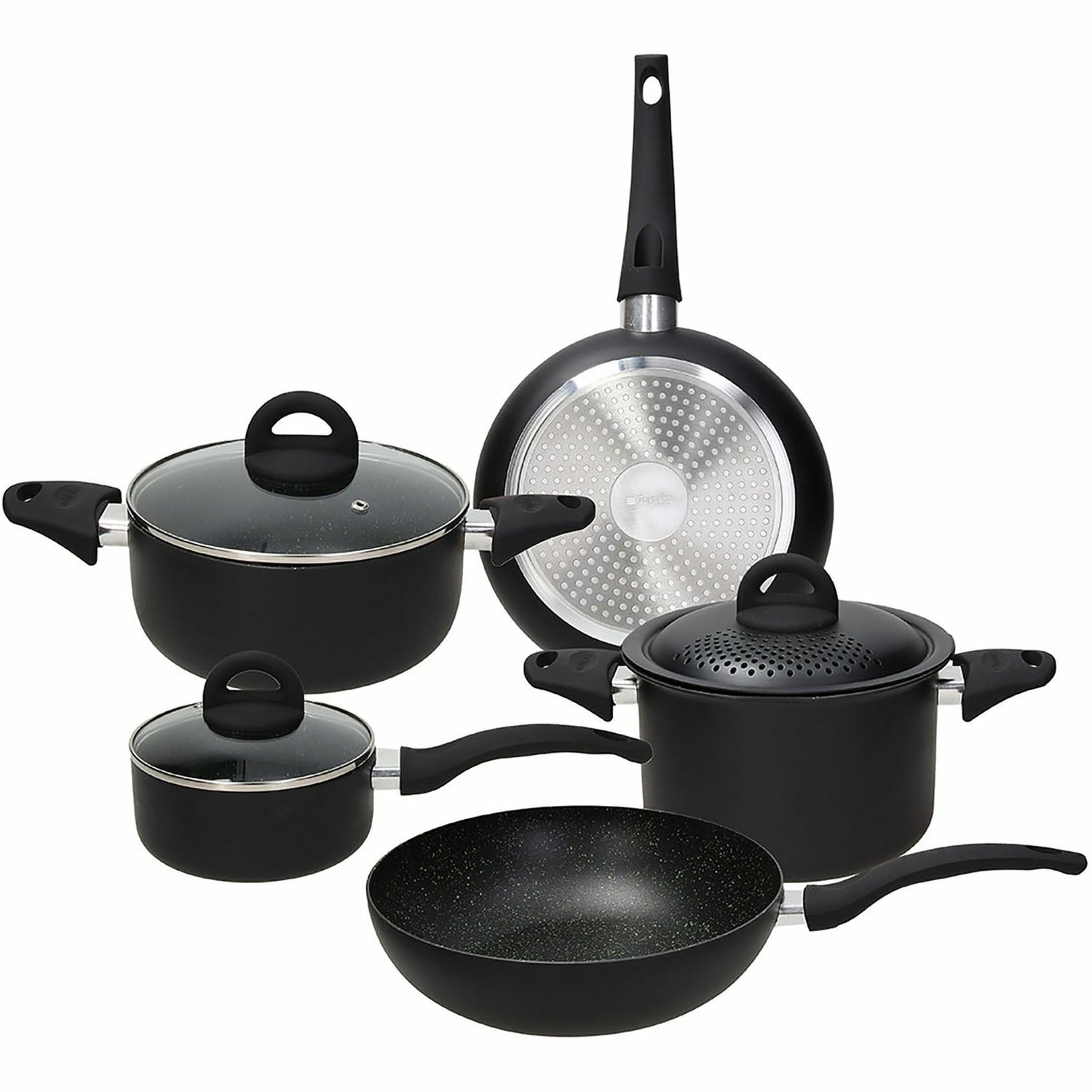 TOGNANA - Batteria di Pentole e Padelle Linea Rock in Black - set 8 pezzi