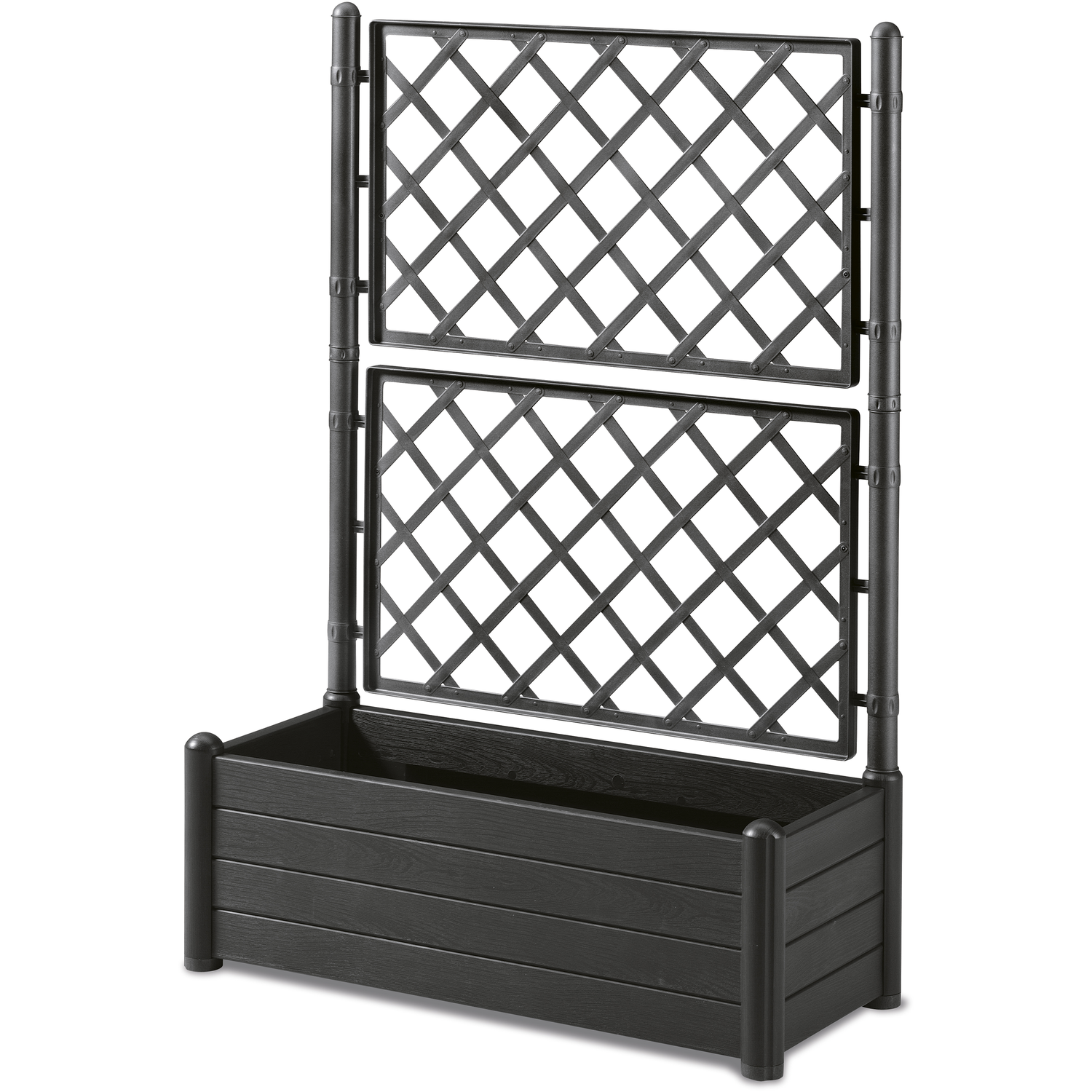 STEFANPLAST - Fioriera Rettangolare Italia Antracite con spalliera - h142x100x43 cm