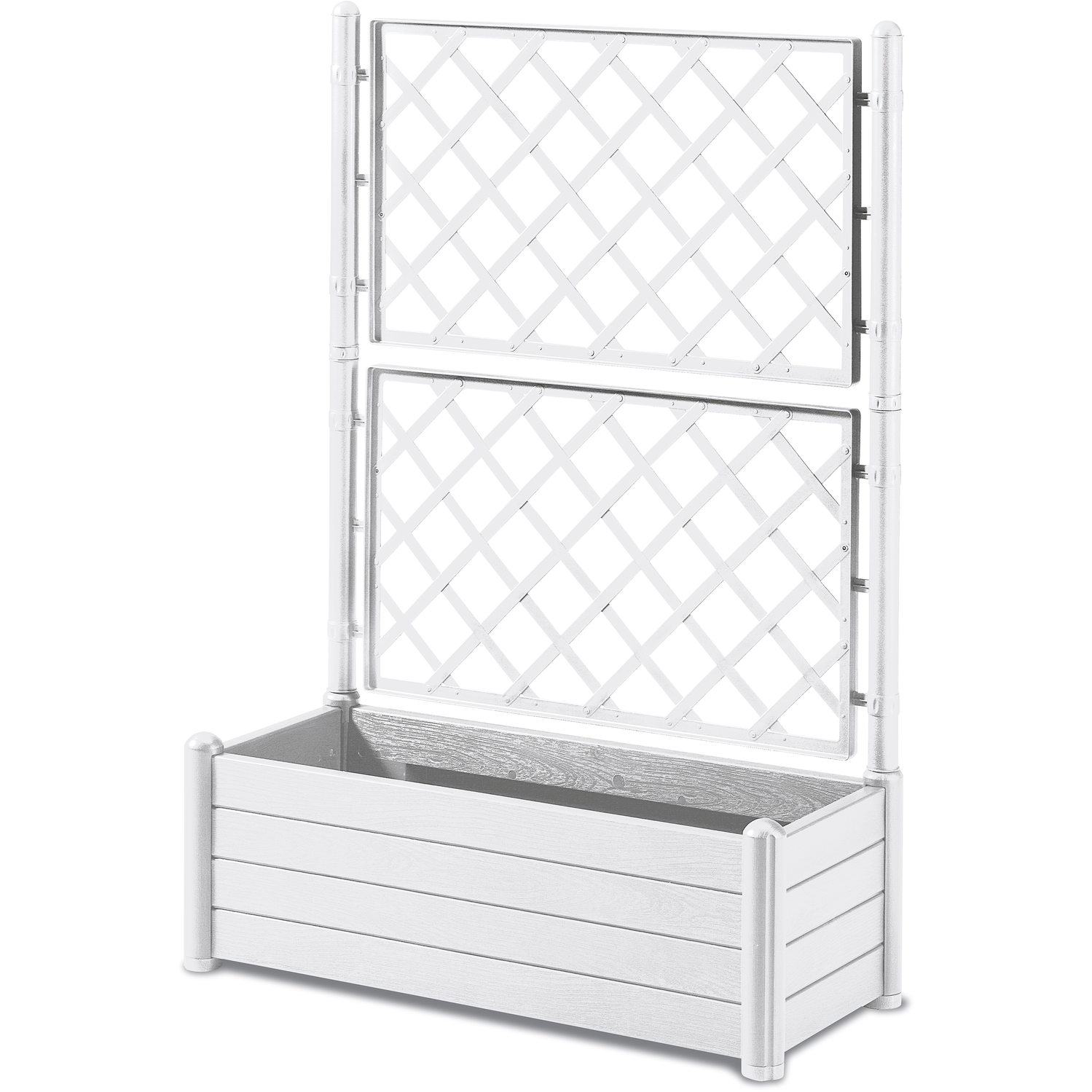 STEFANPLAST - Fioriera Rettangolare Italia Bianco con spalliera - h142x100x43 cm