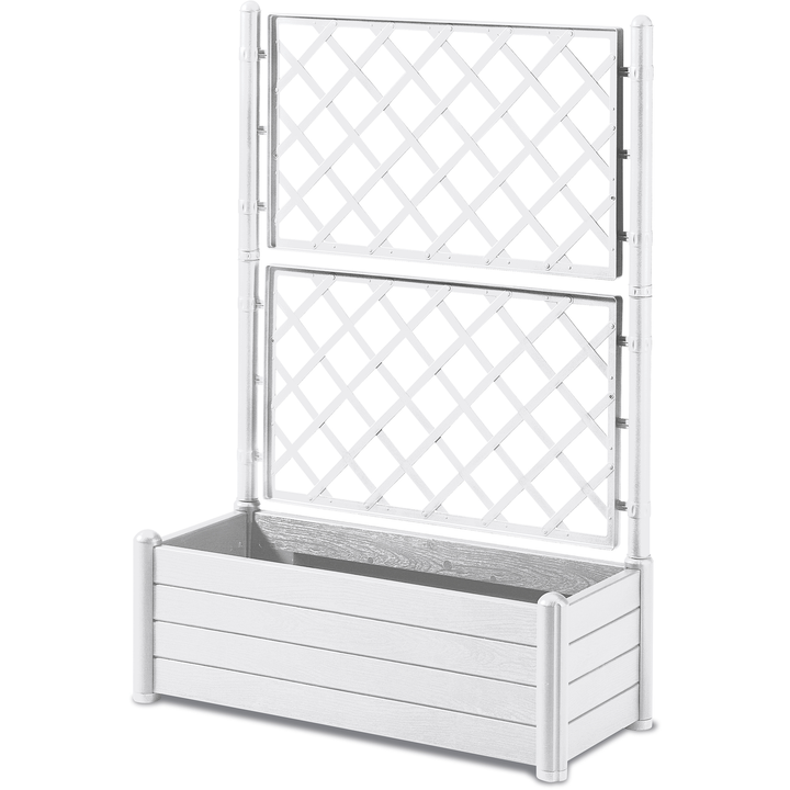 STEFANPLAST - Fioriera Rettangolare Italia Bianco con spalliera - h142x100x43 cm