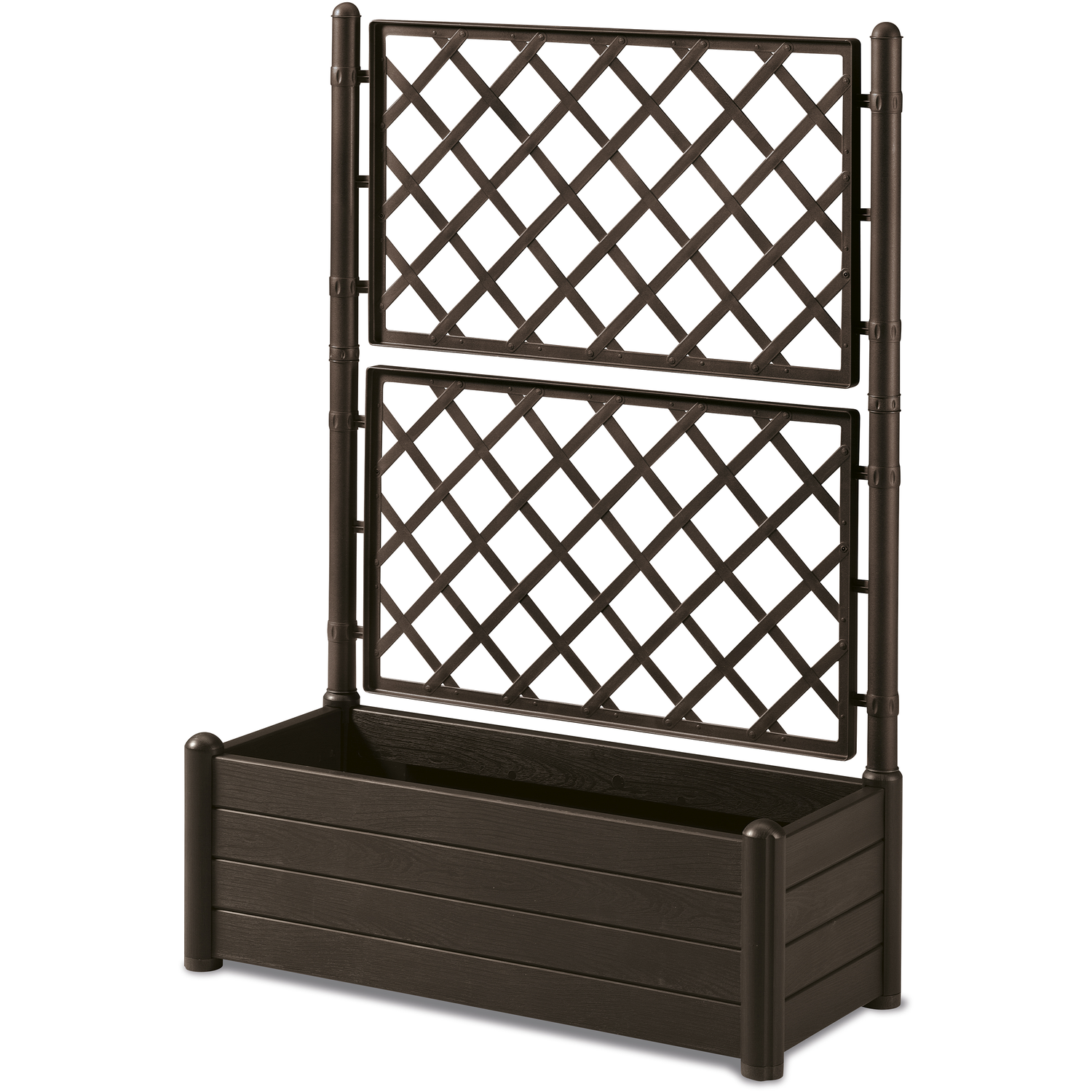 STEFANPLAST - Fioriera Rettangolare Marrone con spalliera Italia - h142x100x43 cm