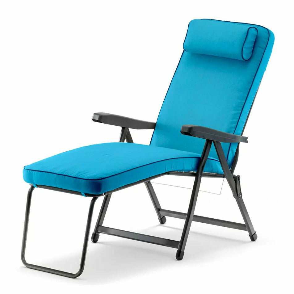Sdraio Pieghevole Da Giardino Con Cuscino – Letto Da Campeggio 210x67x38 Cm, 6 Gambe, Portata 160 Kg, Regolabile