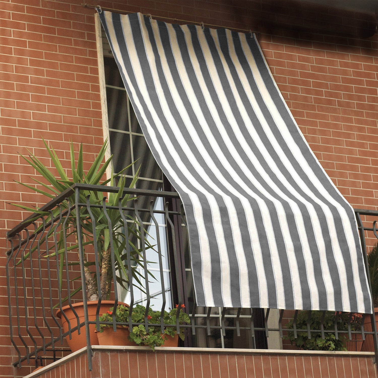 GEMITEX - Tenda da sole a caduta colore grigio e bianco - h290x150 cm