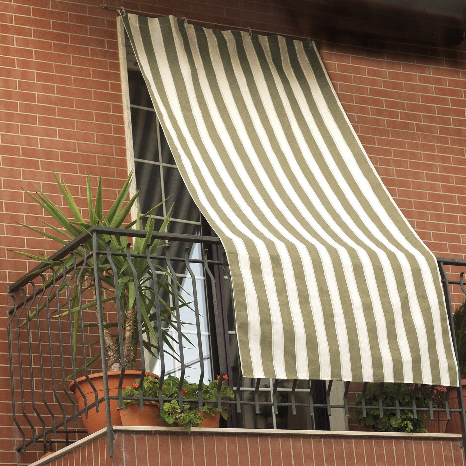 GEMITEX - Tenda da sole a caduta colore tortora e bianco - h290x150 cm