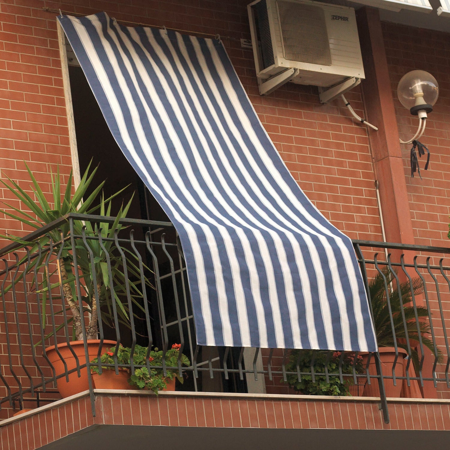 GEMITEX - Tenda da sole a caduta colore blu e bianco - h290x290 cm