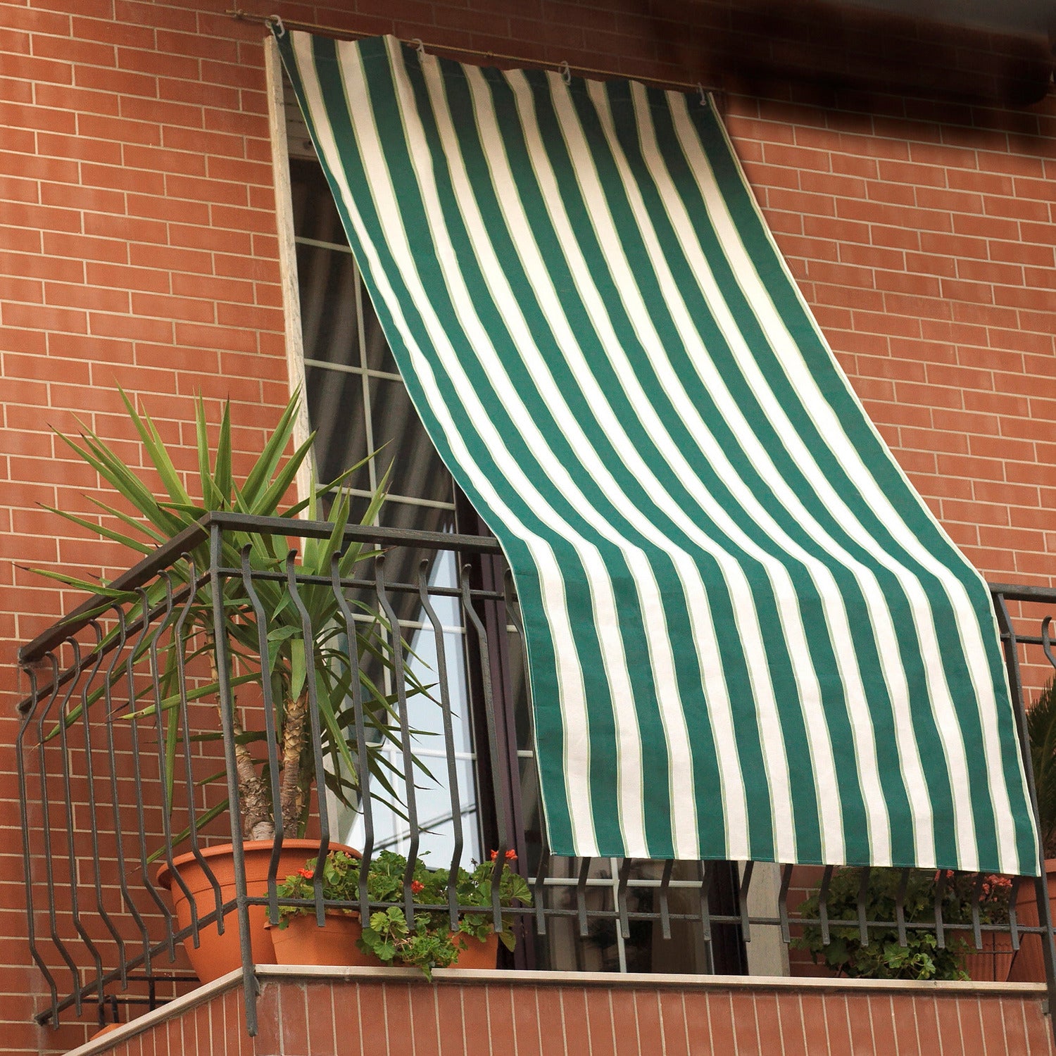 GEMITEX - Tenda da sole a caduta colore verde e bianco - h290x290 cm