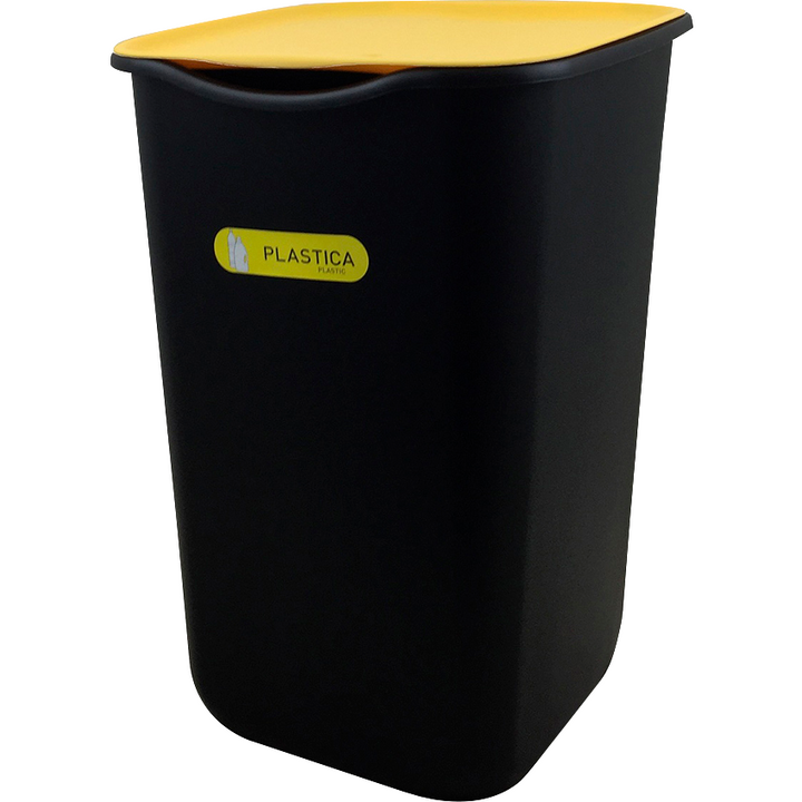 BELLI E FORTI - Pattumiera Plastica con Coperchio Giallo 50 litri