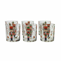 GUSTO CASA - Bicchieri in vetro 25 cl 6 pezzi - Decorazione Soldato Schiaccianoci