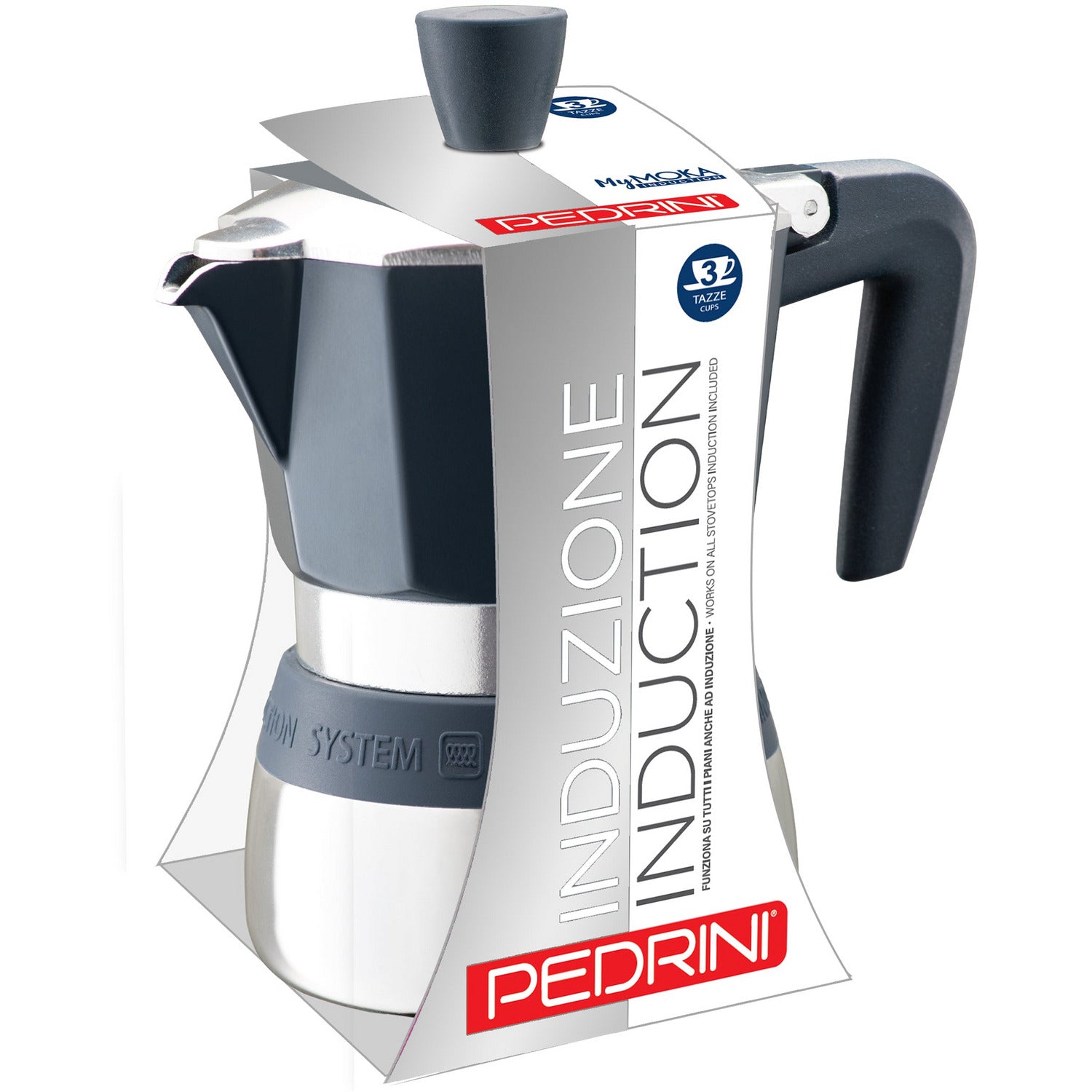 PEDRINI - Caffettiera MyMoka Induction 3 tazze - Compatibile con fondo ad induzione