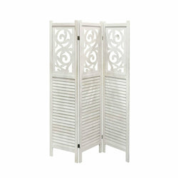 GICOS - Paravento Separè in legno 3 pannelli colore bianco - h170x120 cm