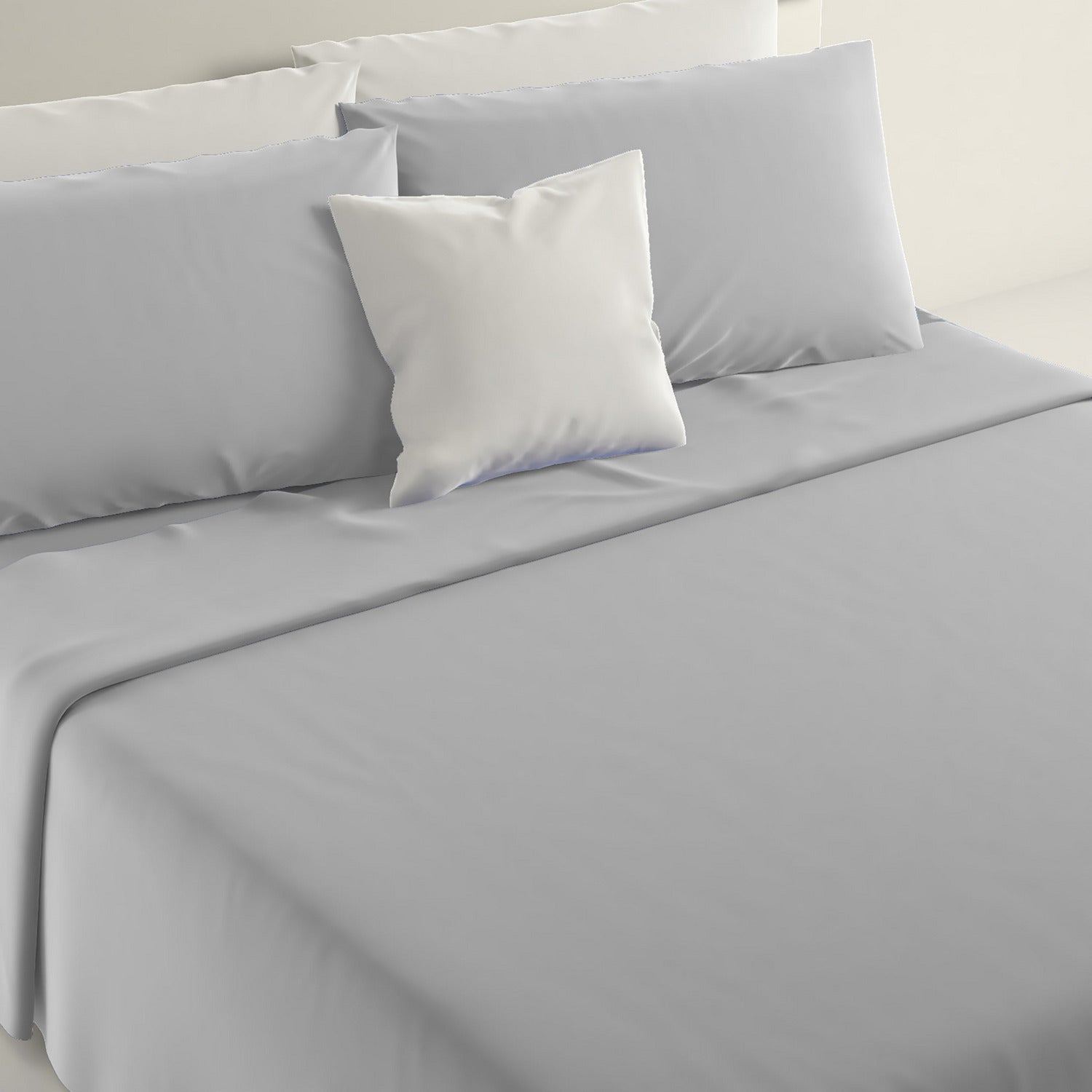 IRGE - Lenzuola Completo Letto 1 Piazza e mezza Marta Grigio perla - 185x290 cm