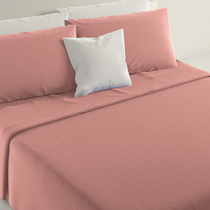 IRGE - Lenzuola Completo letto 1 piazza e mezza Marta Rosa cipria 185x290 cm