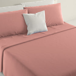 IRGE - Lenzuola Completo letto 1 piazza e mezza Marta colore rosa cipria - 185x290 cm