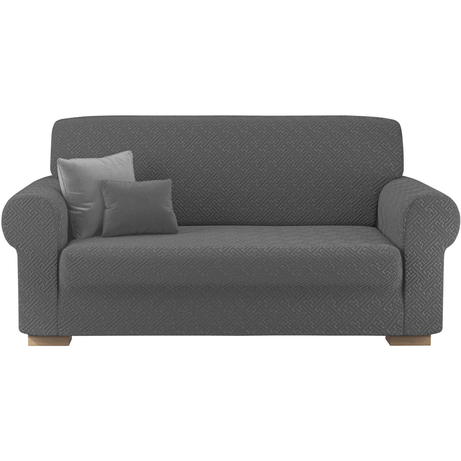 IRGE - Copridivano Bonton in tessuto bielastico Grigio scuro 3 posti - Estendibile da 170 a 250 cm