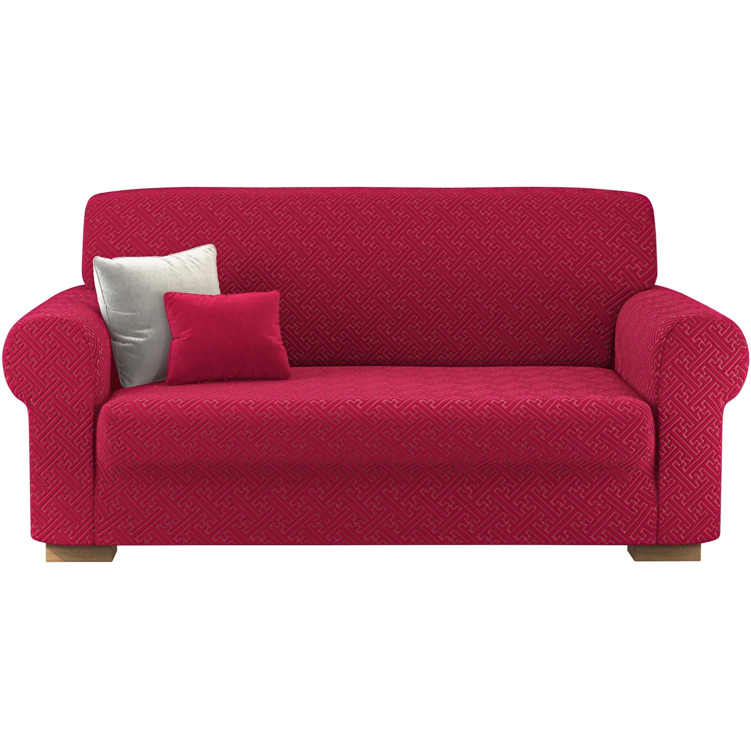 IRGE - Copridivano Bonton in tessuto bielastico Bordeaux 3 posti - Estendibile da 170 a 250 cm