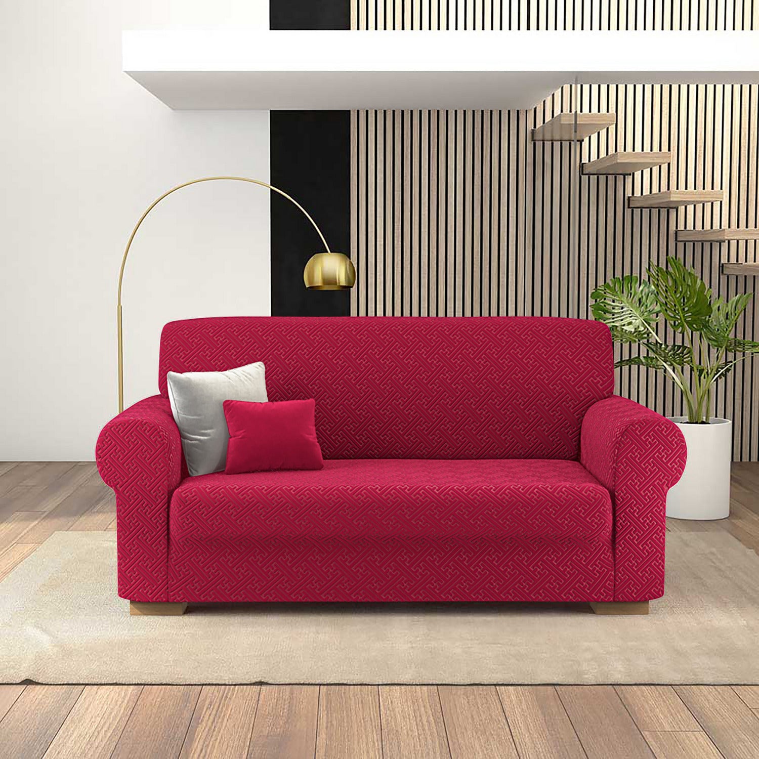 HOMESCAPES Copricuscino Quadrato 30x30 Cm In 100% Cotone Rosso | Fodera Con Cerniera Invisibile, Lavabile
