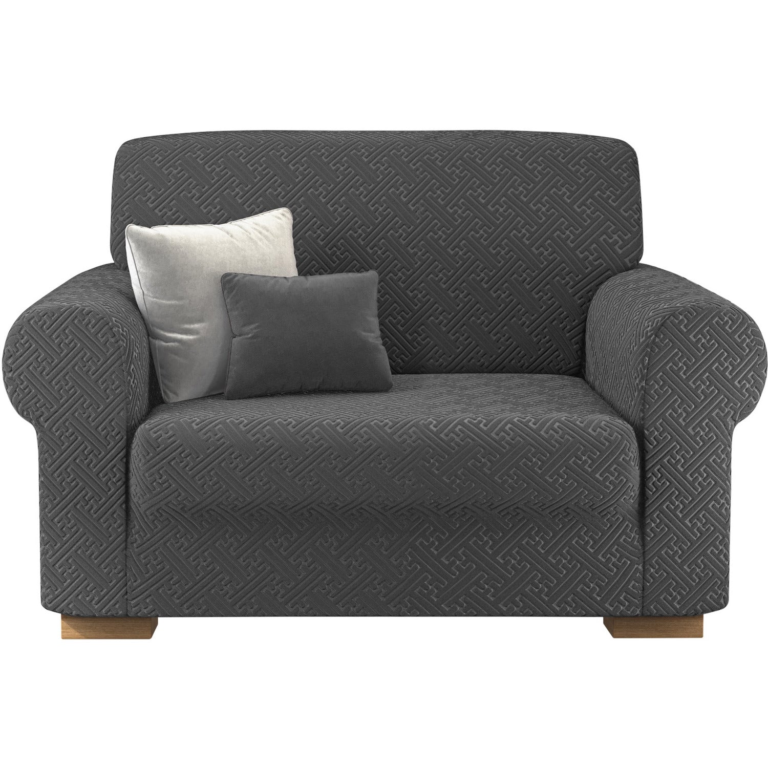 IRGE - Copripoltrona Bonton in tessuto bielastico Grigio scuro - Estendibile fino a 115 cm