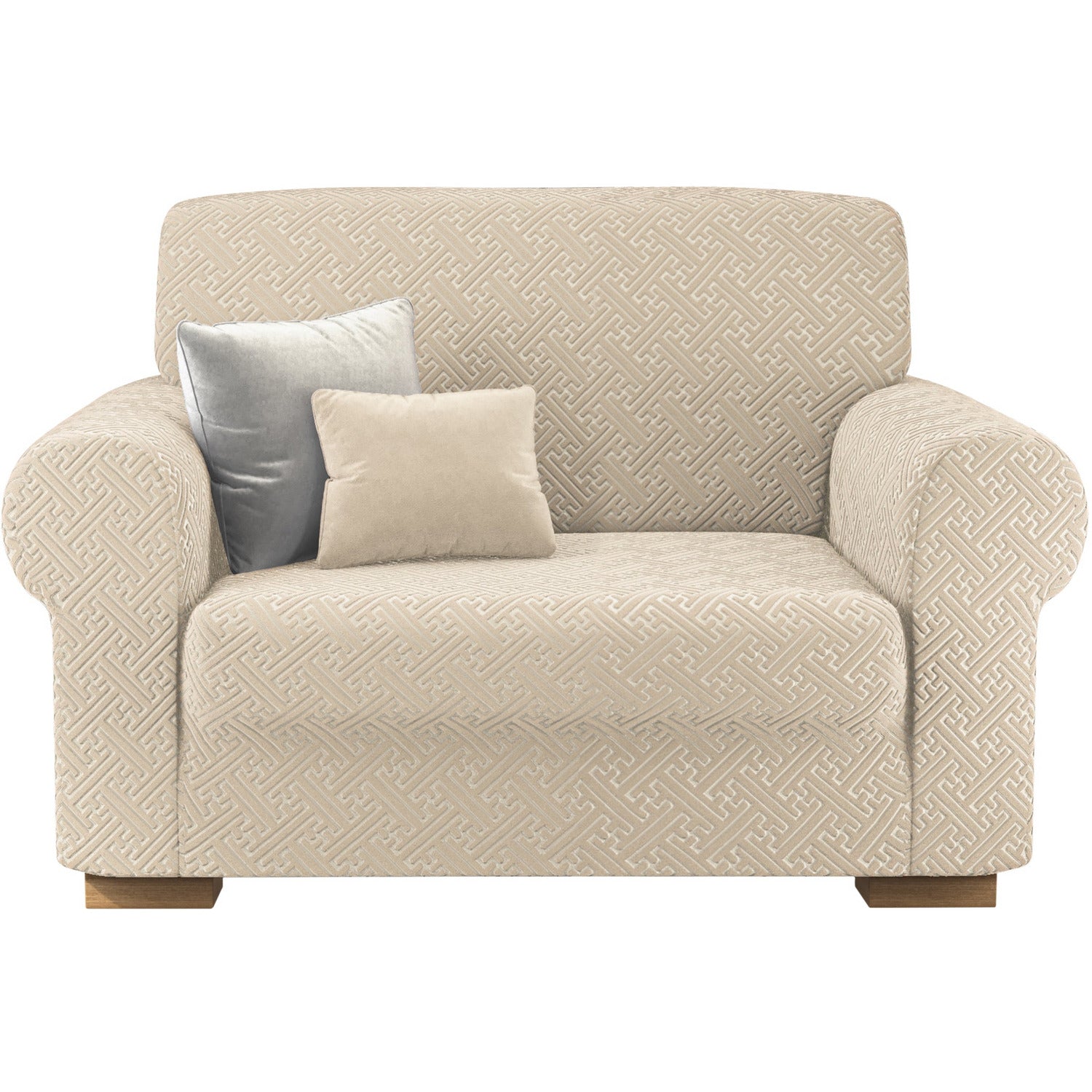 IRGE - Copripoltrona Bonton in tessuto bielastico Panna - Estendibile fino a 115 cm