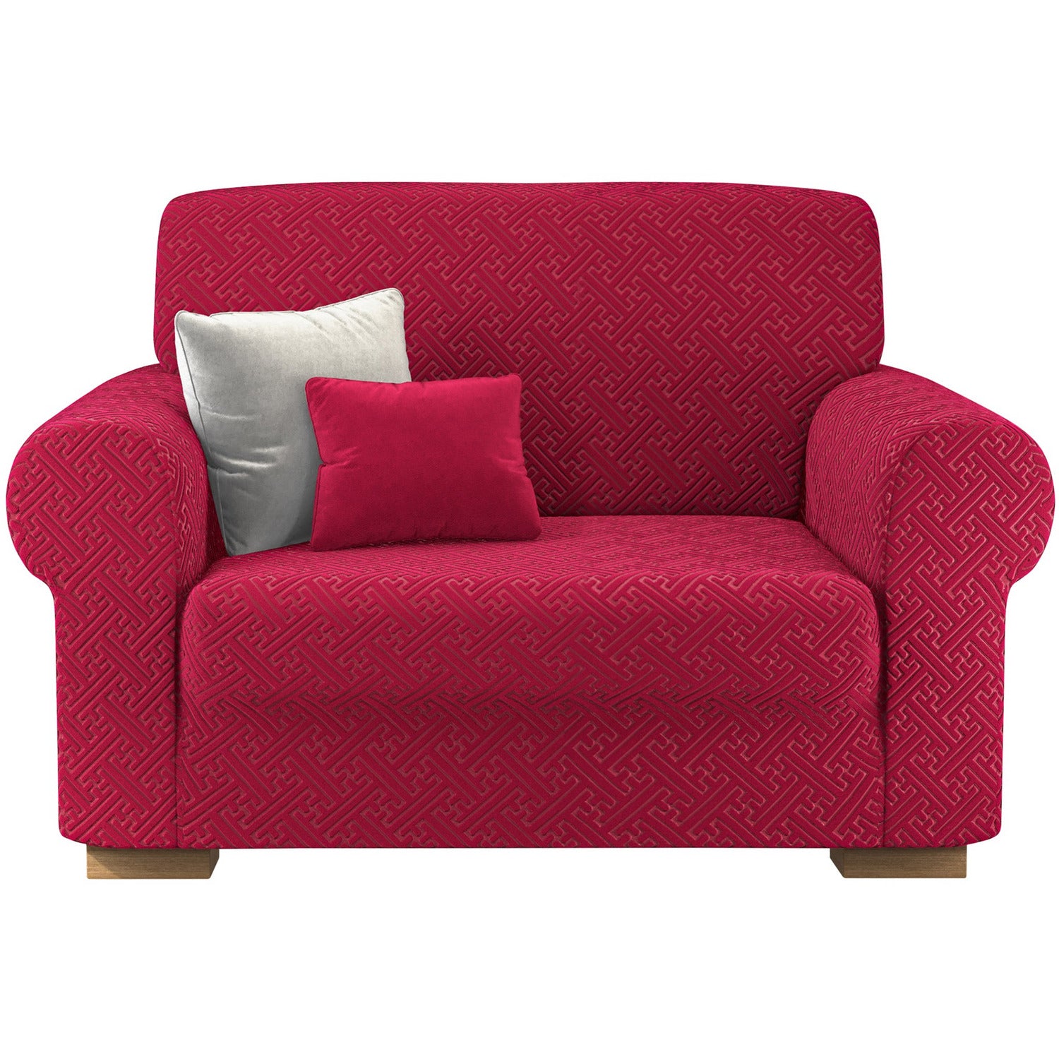 IRGE - Copripoltrona Bonton in tessuto bielastico bordeaux - Estendibile fino a 115 cm