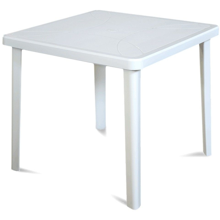 ARETA - Tavolo da giardino quadrato in resina bianco Nettuno - h72x80x80 cm