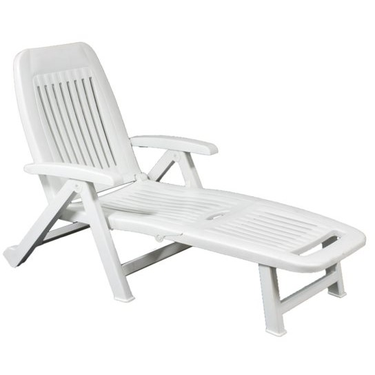 ARETA - Lettino regolabile Fiorello con braccioli in resina bianca