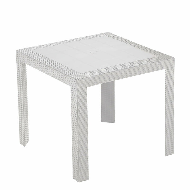 ARETA - Tavolo da giardino Quadrato Saturno Bianco Linea Rattan - h72x80x80 cm