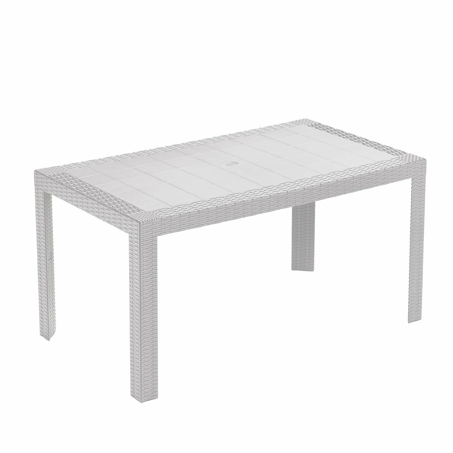 ARETA - Tavolo da giardino Rettangolare Urano Bianco Linea Rattan - h72x140x80 cm