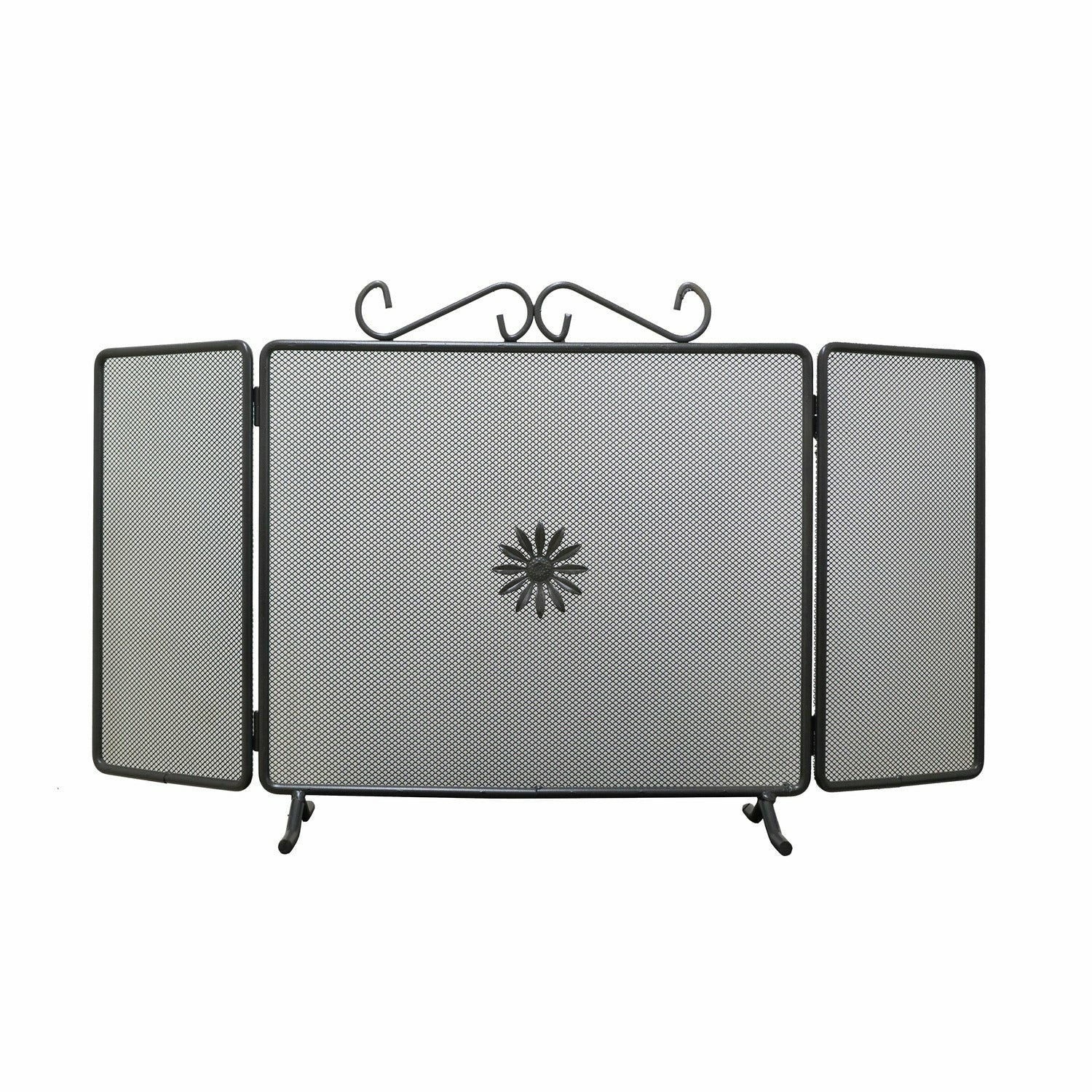 MILLE - Parascintille per camino in ferro battuto nero Lione - h50x90 cm