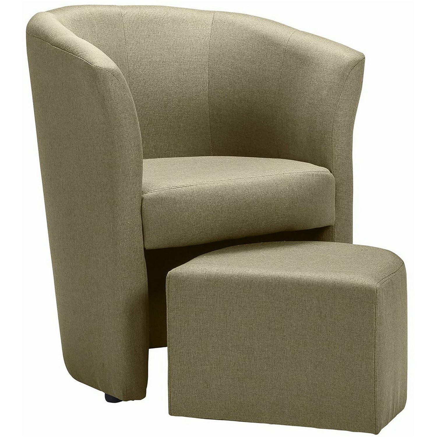 FORINVEST - Poltrona in tessuto con pouf Djerba Savana Tortora - h76x63,5x62,5 cm